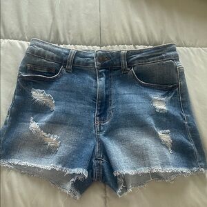 Wax Jeans-Denim Distressed Women’s Shorts - Blue